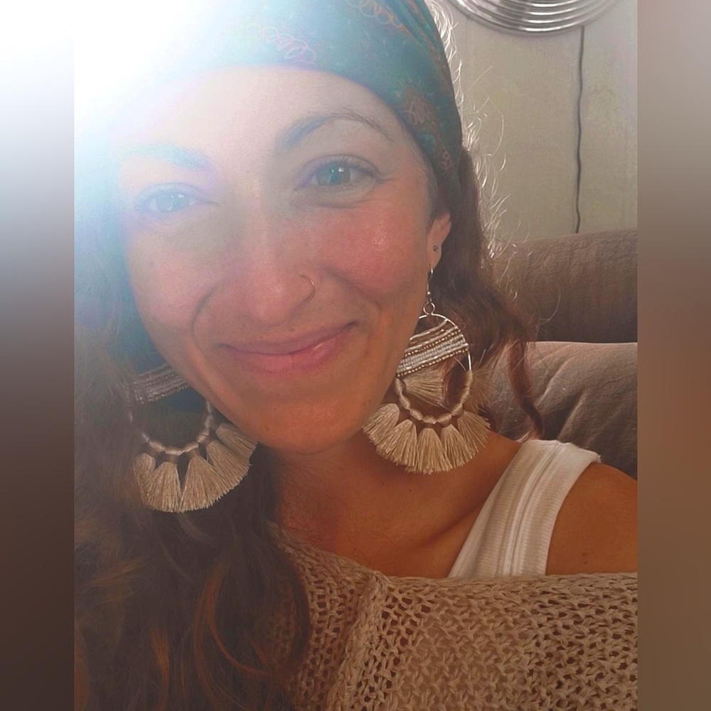 Elegant Cream Tassel Beaded Earrings